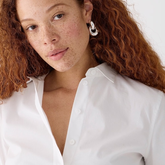 NWT!! J. CREW Wren Slim Shirt Stretch Cotton Poplin Solid White Buttondown 2 - Picture 5 of 15
